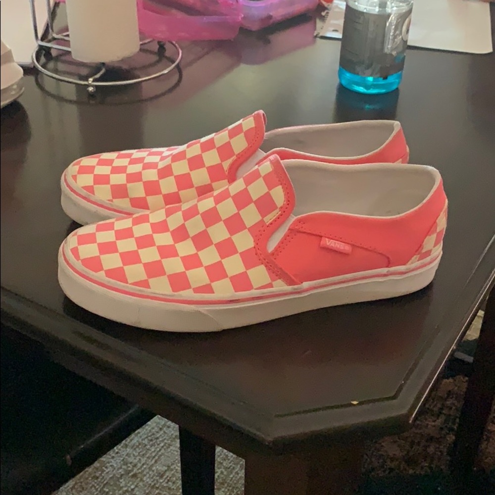 Hot pink checkered Vans